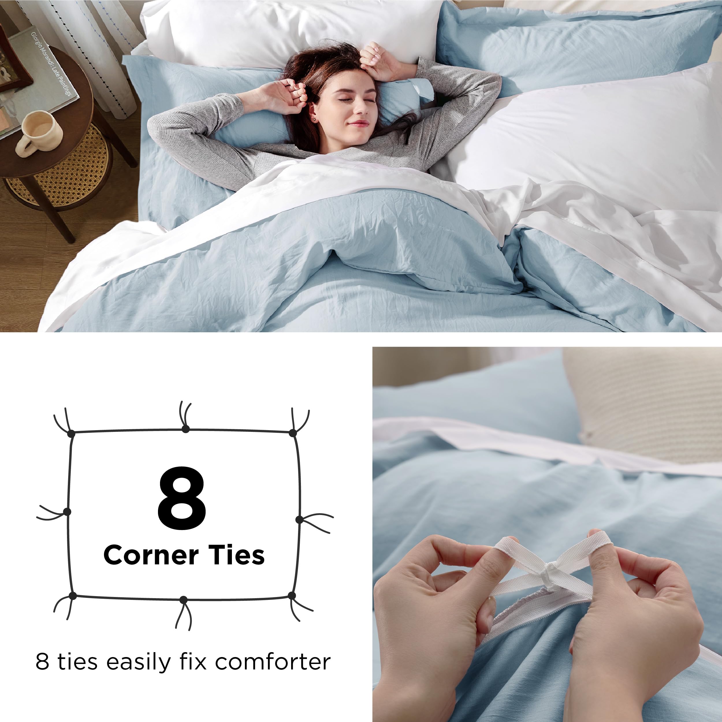 Amazon.com: Bedsure Sky Blue Duvet Cover King Size - 3